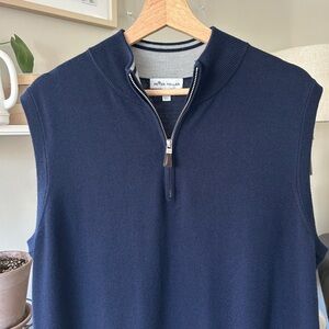 Peter Millar Navy Blue Quarter-Zip Merino Wool / Silk Blend Knit Vest